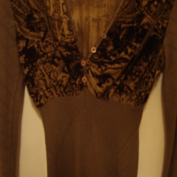 Just Cavalli Brown/Olive Knit Blouse With Velvet Small - Picture 6 of 12